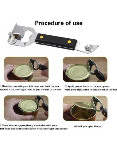 Abre latas manual HLCM 4 en 1 - 2 unidades, color negro