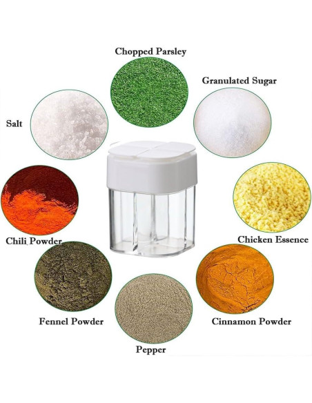 Contenedor de Especias 4 en 1 AKOAK - Blanco, 7.5 cm