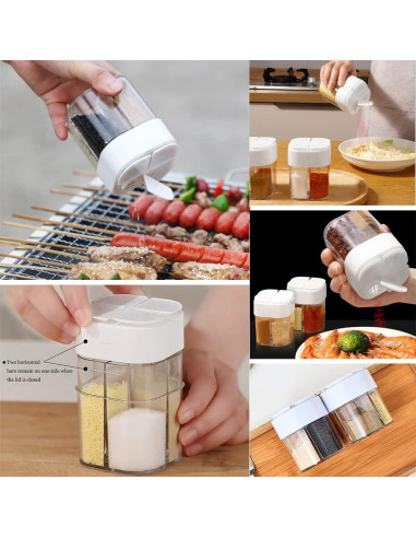 Contenedor de Especias 4 en 1 AKOAK - Blanco, 7.5 cm