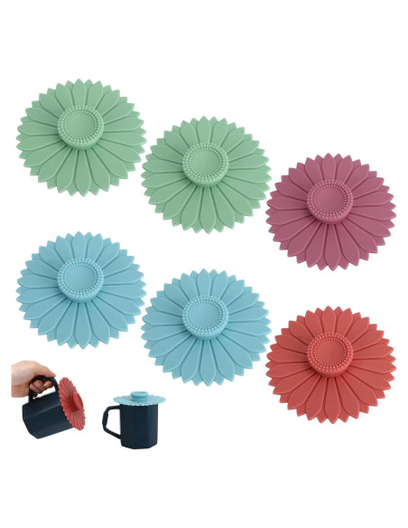 6 Tapas de Silicona Multicolores para Tazas y Vasos LIN-YL