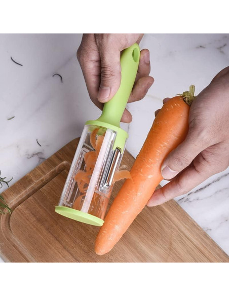 Pelador Multifuncional Genérico Cilindro Transparente Verde Lima