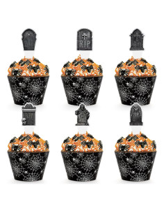 Decoraciones para Cupcakes Halloween Hooqict 48 Piezas