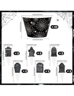 Decoraciones para Cupcakes Halloween Hooqict 48 Piezas 2