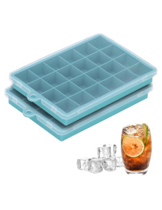 Paquete de 2 bandejas de silicona para hielo con tapa - 24 moldes