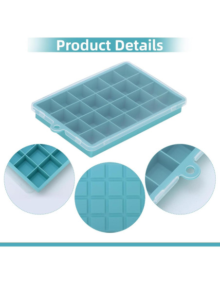 Paquete de 2 bandejas de silicona para hielo con tapa - 24 moldes