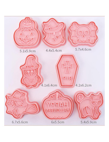 Juego de 8 Cortadores de Galletas Halloween AMZWISH - Plástico
