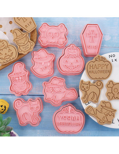 Juego de 8 Cortadores de Galletas Halloween AMZWISH - Plástico