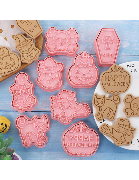 Juego de 8 Cortadores de Galletas Halloween AMZWISH - Plástico
