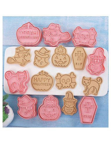 Juego de 8 Cortadores de Galletas Halloween AMZWISH - Plástico