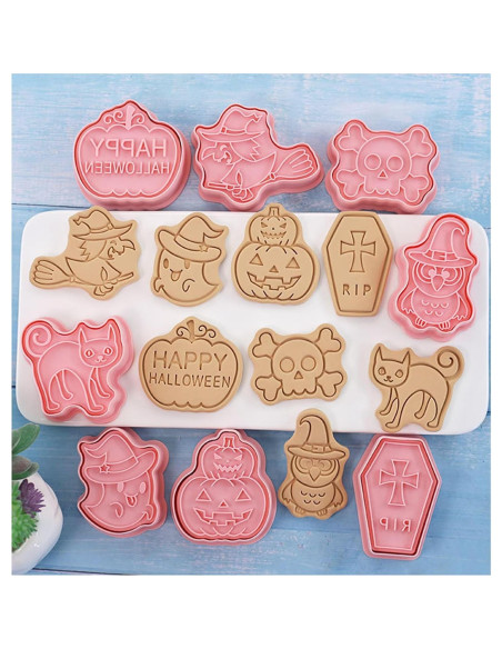 Juego de 8 Cortadores de Galletas Halloween AMZWISH - Plástico