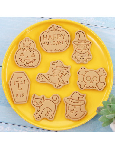 Juego de 8 Cortadores de Galletas Halloween AMZWISH - Plástico