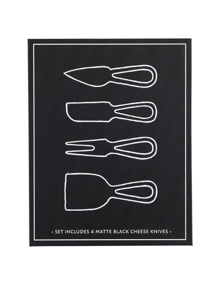 Juego de Cuchillos para Queso Santa Barbara 4 Piezas Negro Mate