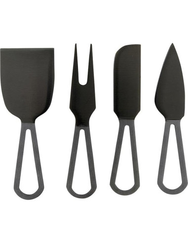 Juego de Cuchillos para Queso Santa Barbara 4 Piezas Negro Mate