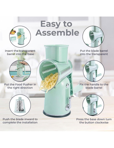 Rallador de Queso Rotativo Chef Power 5 en 1 Verde Claro
