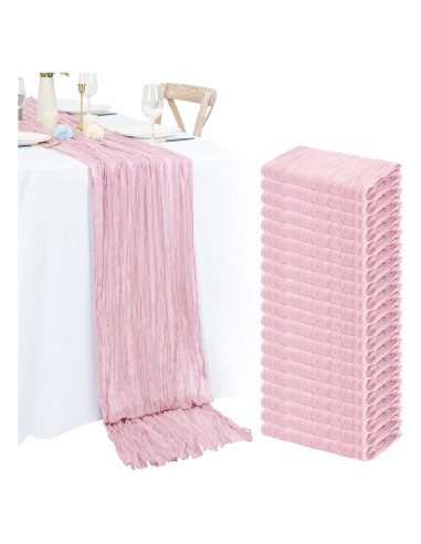 Paquete de 20 Caminos de Mesa de Gasa Rosa Claro 50.8x304.8cm