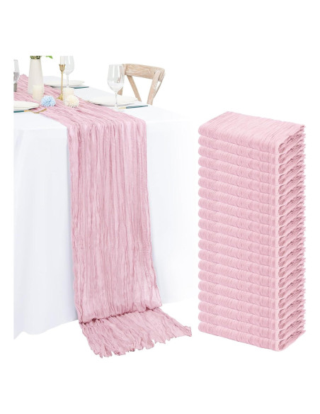 Paquete de 20 Caminos de Mesa de Gasa Rosa Claro 50.8x304.8cm
