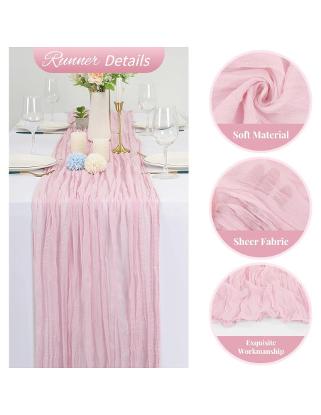 Paquete de 20 Caminos de Mesa de Gasa Rosa Claro 50.8x304.8cm