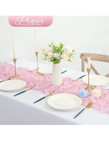 Paquete de 20 Caminos de Mesa de Gasa Rosa Claro 50.8x304.8cm