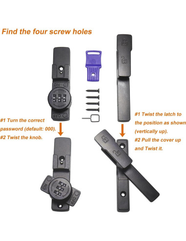 Pestillo Invertido ETEKJOY con Combinación 180 Grados Negro