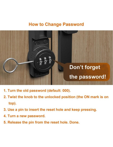 Pestillo Invertido ETEKJOY con Combinación 180 Grados Negro