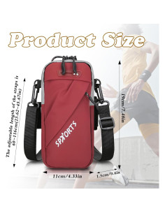 Bolsa de brazo impermeable MultiValue para teléfono 6.5" rojo 2
