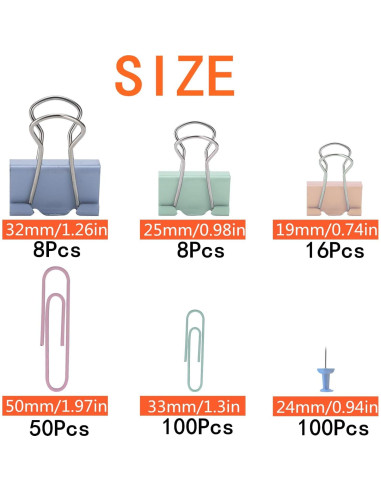 Conjunto de Clips de Oficina MrTongShuHan 282 Piezas Multicolor