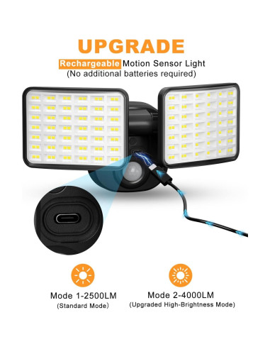 Luz de Movimiento Recargable YTKIH 2500LM/4000LM Inalámbrica