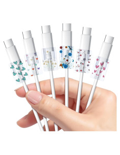 6 Protectores de Cable Bonitos Vin Beauty Floral Tipo-C USB