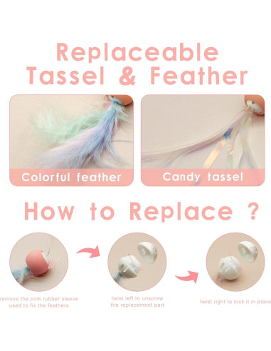 Varita Retráctil para Gatos Andiker con Plumas y Cabeza Reemplazable