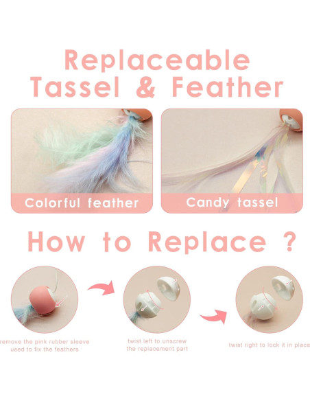 Varita Retráctil para Gatos Andiker con Plumas y Cabeza Reemplazable