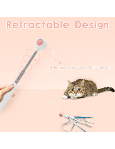Varita Retráctil para Gatos Andiker con Plumas y Cabeza Reemplazable