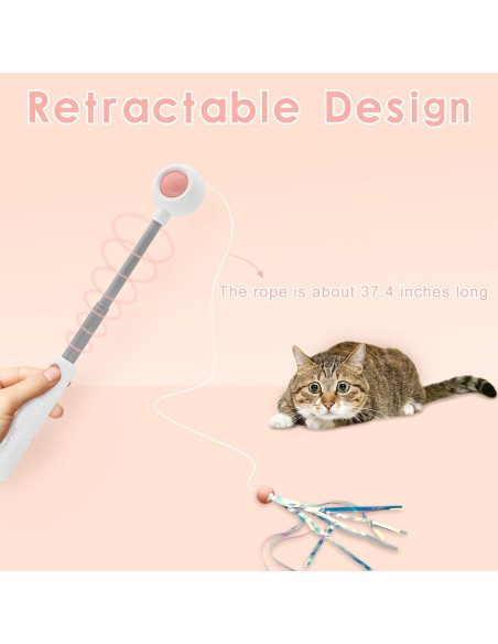 Varita Retráctil para Gatos Andiker con Plumas y Cabeza Reemplazable