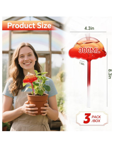 Juego de 3 Esferas de Riego de Vidrio EaseInstall 300ml