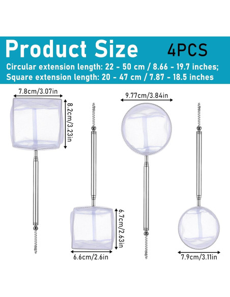4 Redes de Camarones Skrfren con Mango Extensible Acero Inoxidable