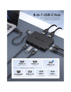 Adaptador Multiport USB C 8-en-1 Cable Matters HDMI 4K 140W 2