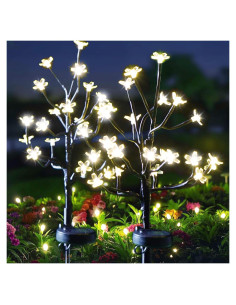 Luces de Jardín Solares Berngi 2 Paquete 20 LED Blanco Cálido