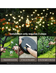 Luces de Jardín Solares Berngi 2 Paquete 20 LED Blanco Cálido 2