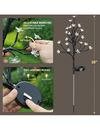 Luces de Jardín Solares Berngi 2 Paquete 20 LED Blanco Cálido