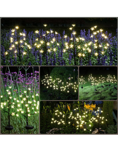 Luces de Jardín Solares Berngi 2 Paquete 20 LED Blanco Cálido