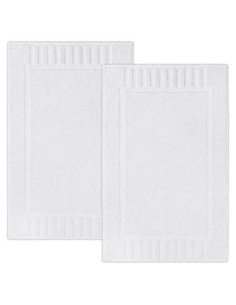 Juego de 6 alfombrillas de baño White Classic 56x86 cm algodón