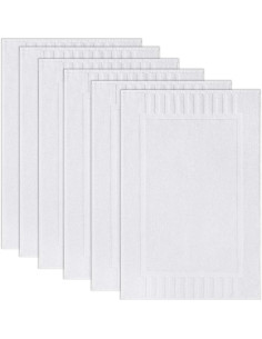 Juego de 6 alfombrillas de baño White Classic 56x86 cm algodón 2