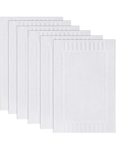 Juego de 6 alfombrillas de baño White Classic 56x86 cm algodón