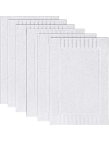 Juego de 6 alfombrillas de baño White Classic 56x86 cm algodón