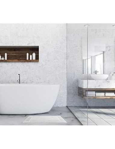 Juego de 6 alfombrillas de baño White Classic 56x86 cm algodón