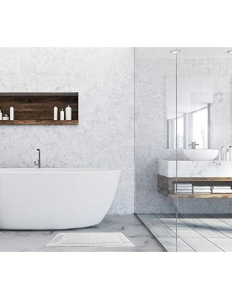 Juego de 6 alfombrillas de baño White Classic 56x86 cm algodón