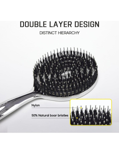 Cepillo Desenredador HALOVIDA con Cerdas de Jabalí y Nylon
