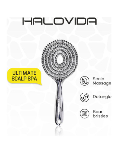 Cepillo Desenredador HALOVIDA con Cerdas de Jabalí y Nylon