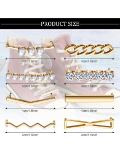 Hicarer 16 Clips Decorativos para Cordones de Zapatillas Dorado 2