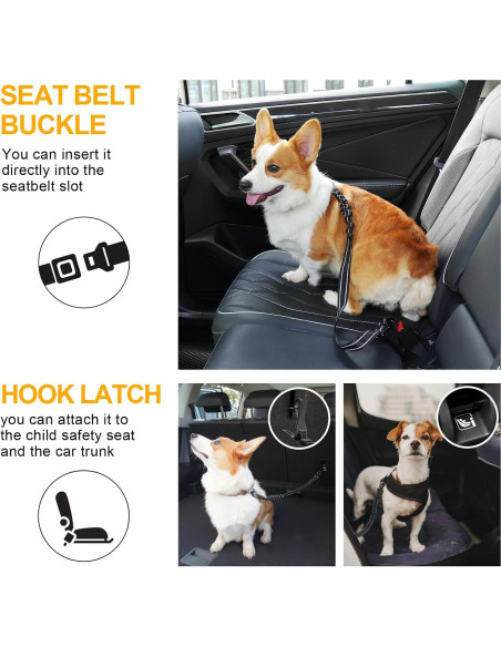 Cinturón de Seguridad para Perros BootupGer 4-en-1 Nylon Reflectante