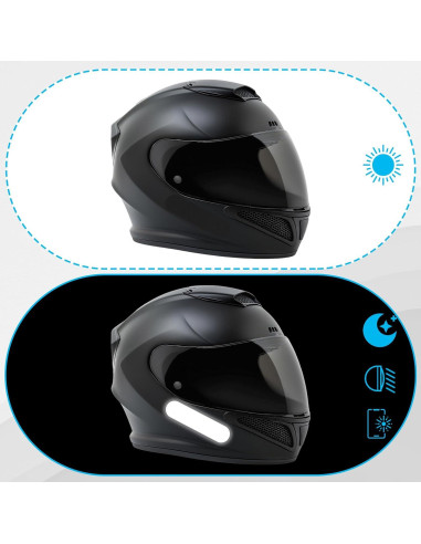 10 Calcomanías Reflectantes Negras HJZHII para Casco y Moto